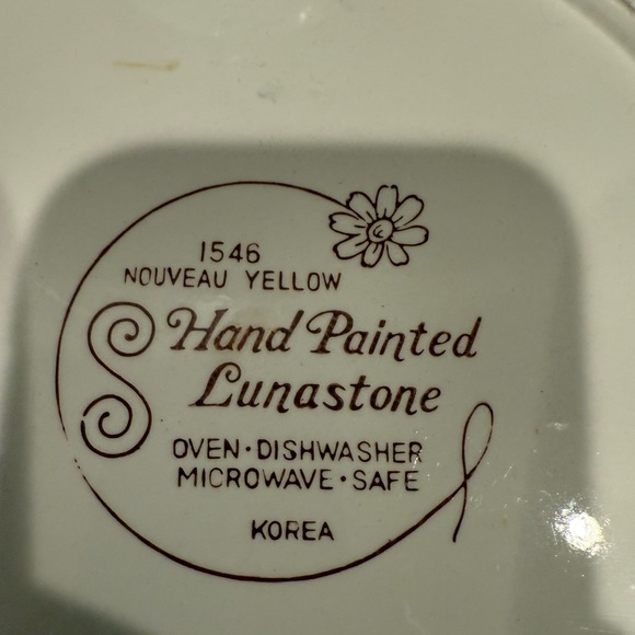 Vintage Lunastone hand painted nouveau yellow dinner plate - Picture 2 of 2